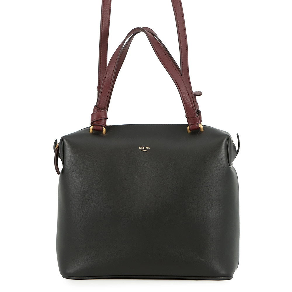 Celine Soft Cube Leather Handbag Shoulder Bag Black